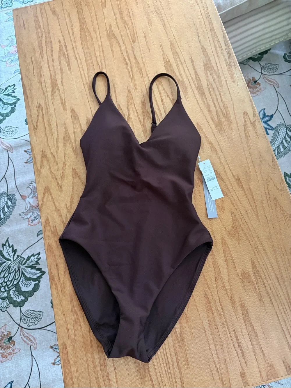 JCrew Sculpt Chocolate Brown One-Piece V-Neck Swimsuit